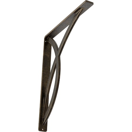 Ekena Millwork Miller Wrought Iron Bracket, (Single center brace), Antiqued Pale Gold 1 1/2"W x 12"D x 15"H BKTM01X12X15SMIAPG